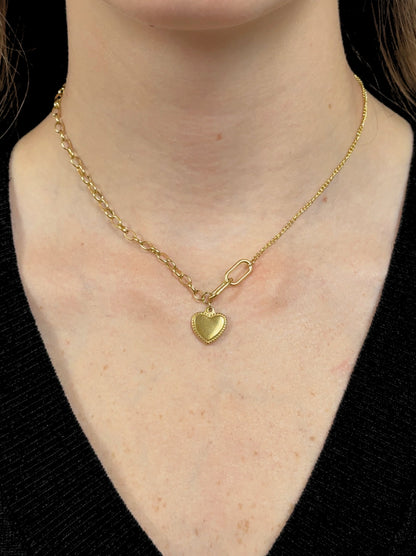 Heart gold steel necklace