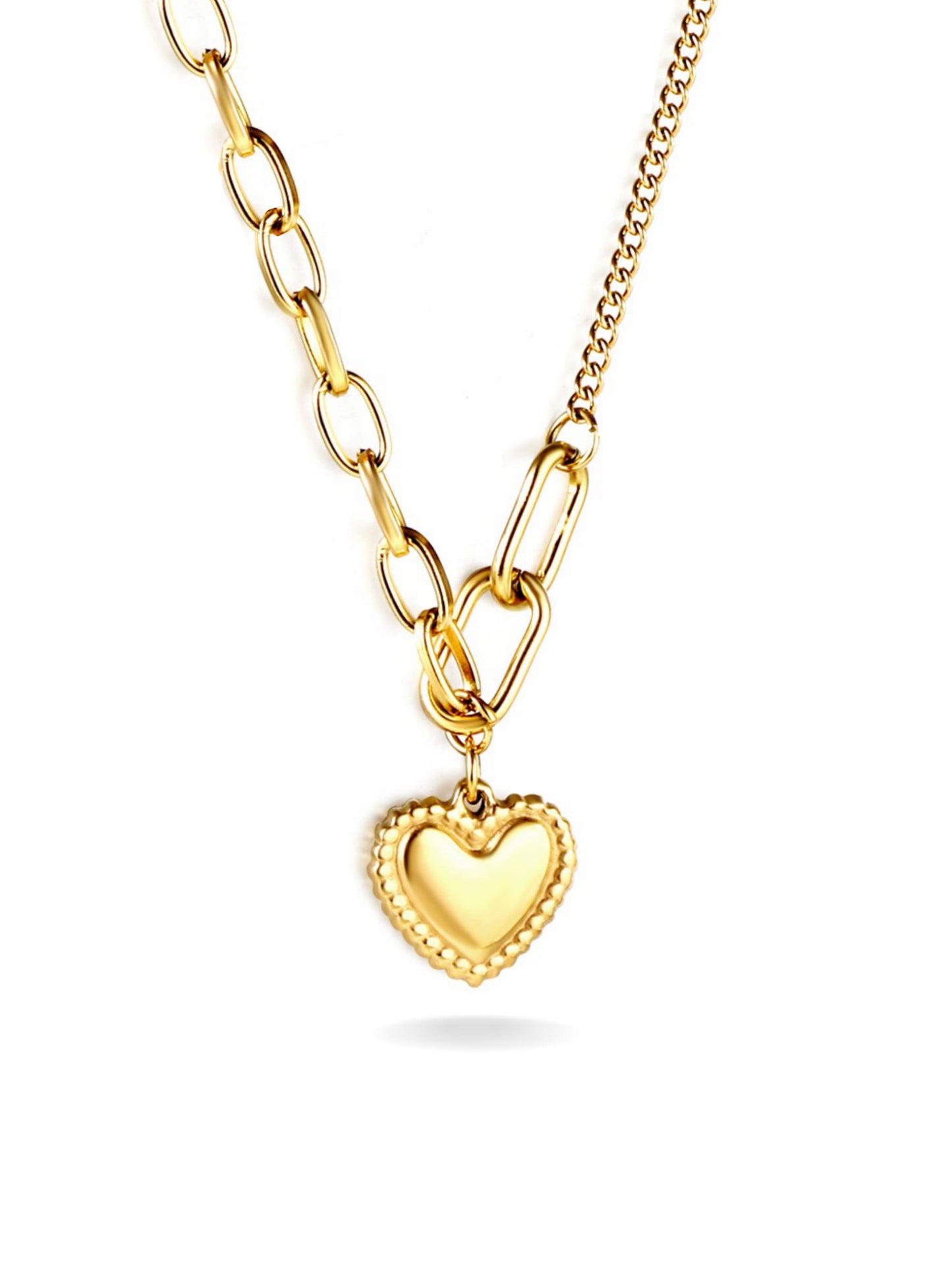 Heart gold steel necklace