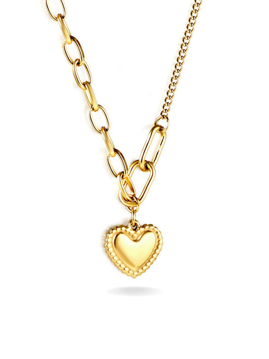 Heart gold steel necklace