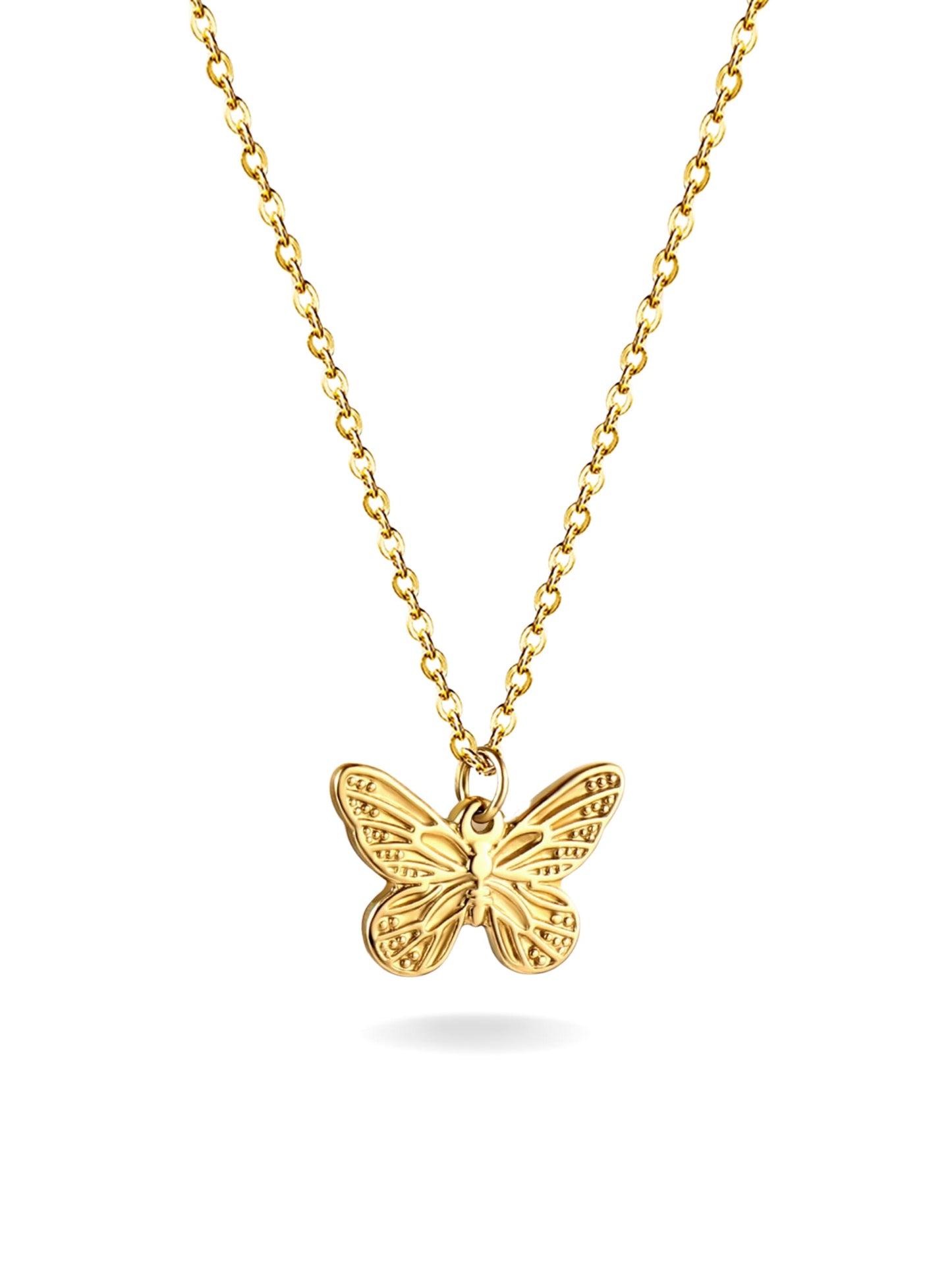 Collier Acier Doré Papillon