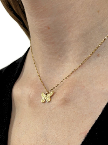 Butterfly Golden Steel Necklace