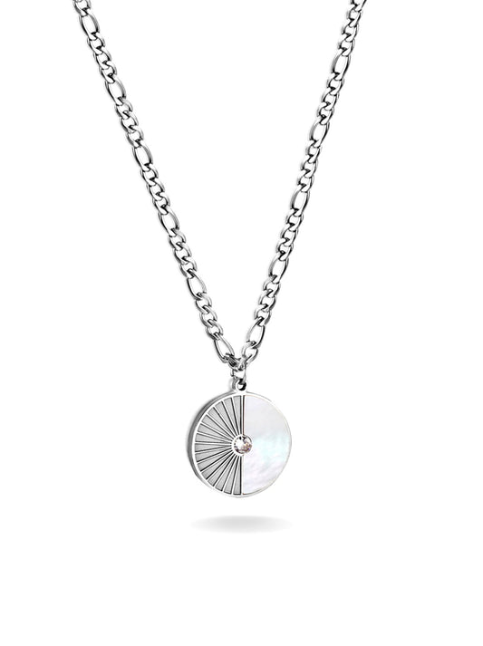 Pearl medal silver steel necklace