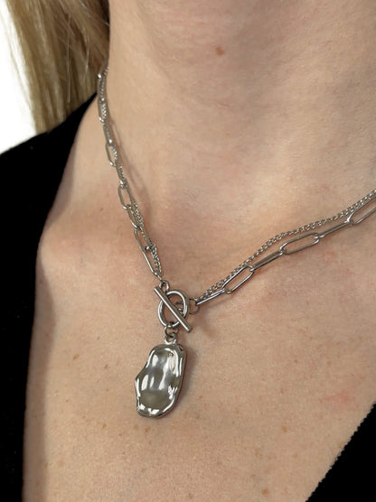 Silver Steel Chain Necklace