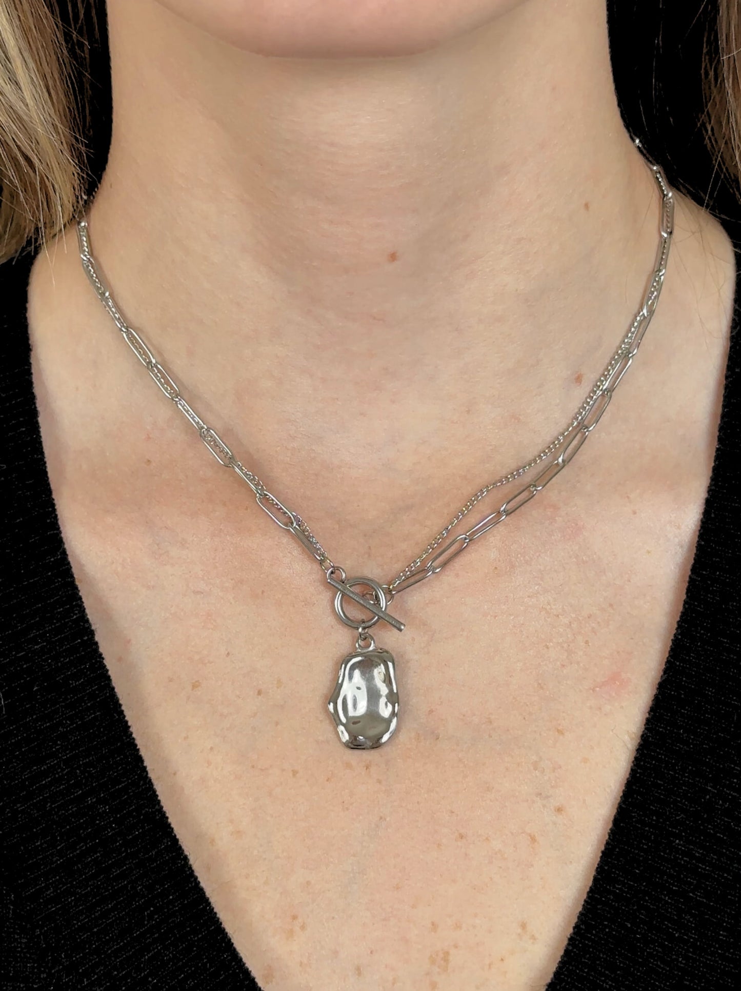 Silver Steel Chain Necklace