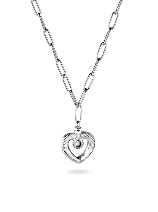 Heart silver steel necklace