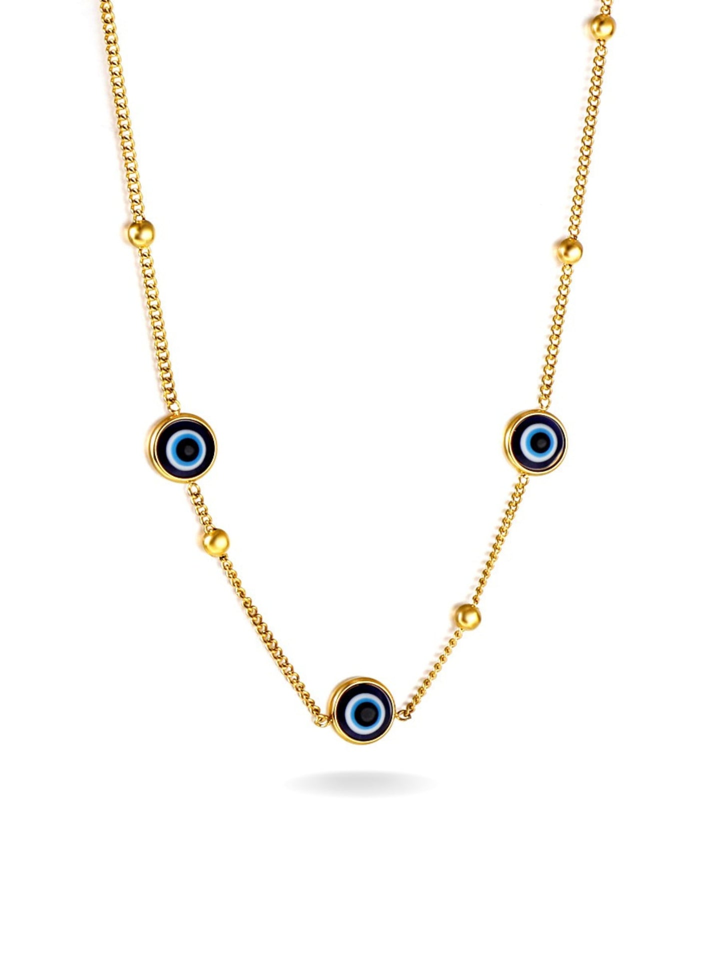 Collier yeux en acier doré