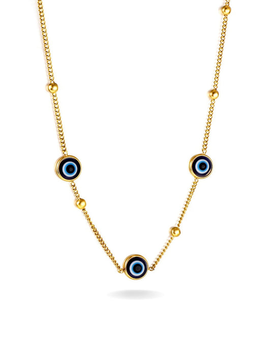 Eyes gold steel necklace