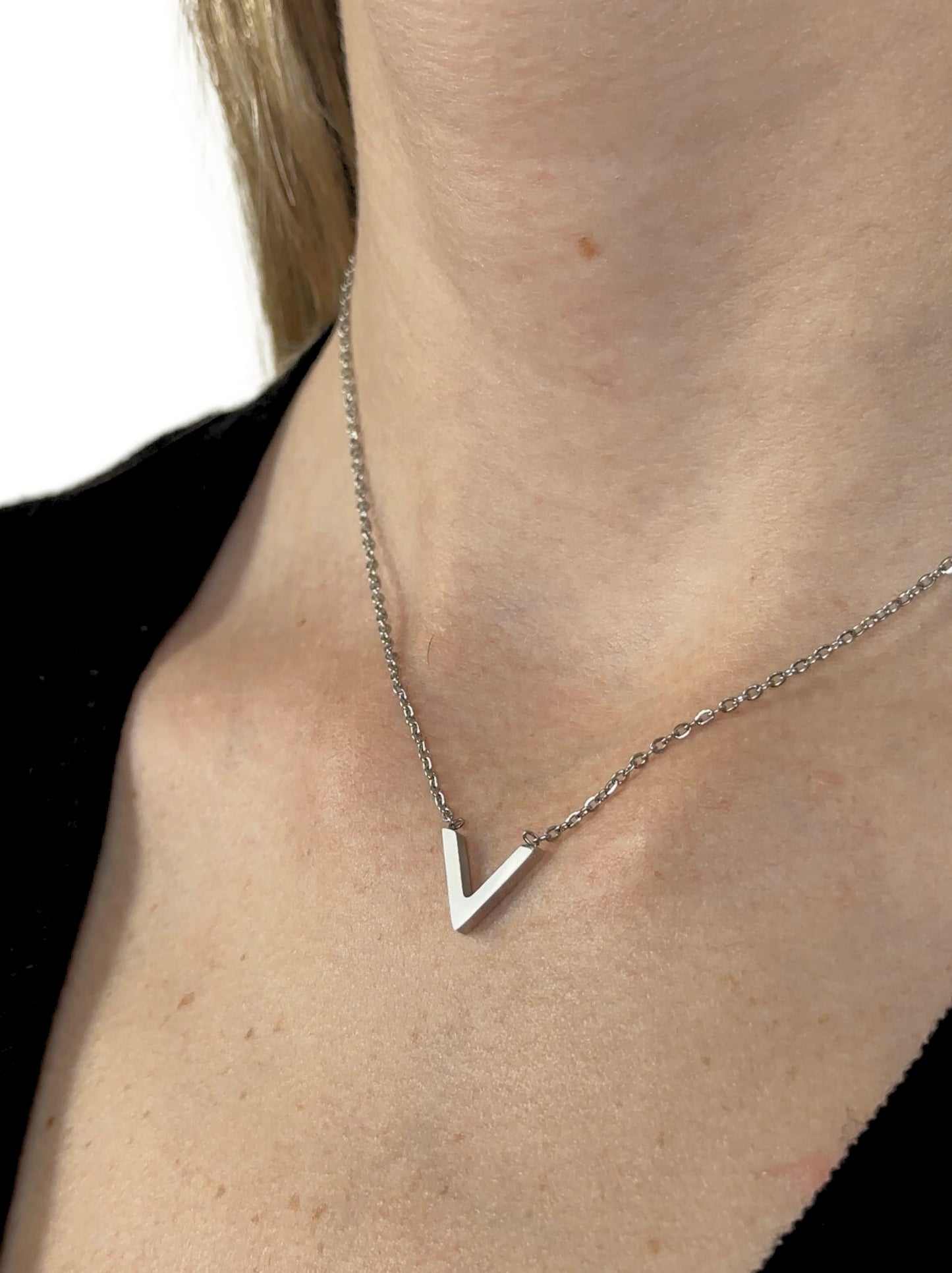 Silver steel necklace