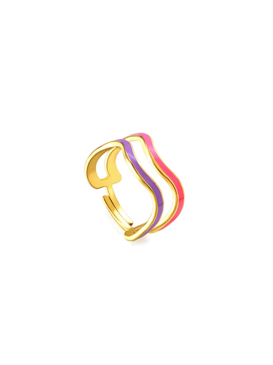 Colorful Gold Steel Adjustable Ring