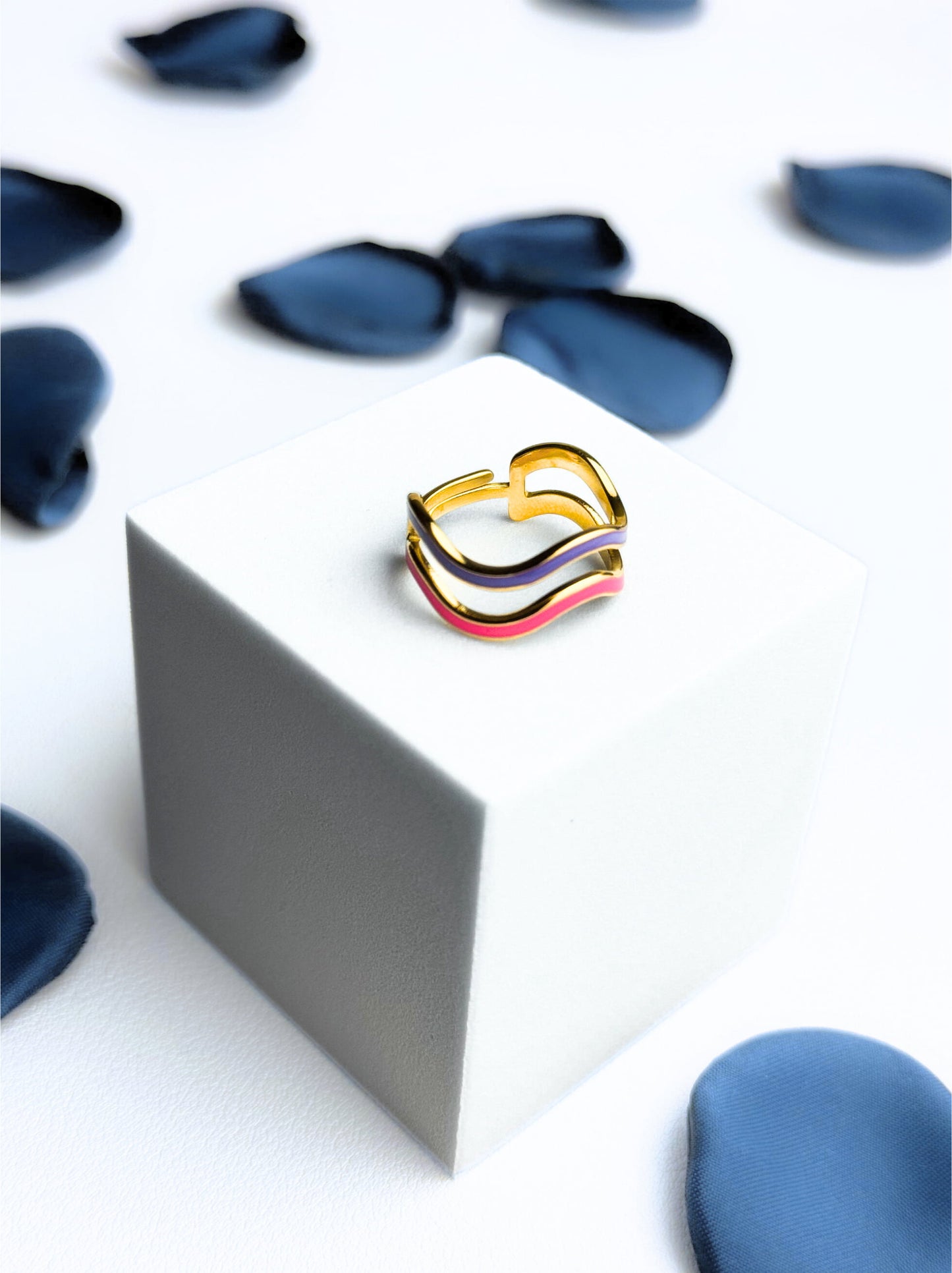 Colorful Gold Steel Adjustable Ring