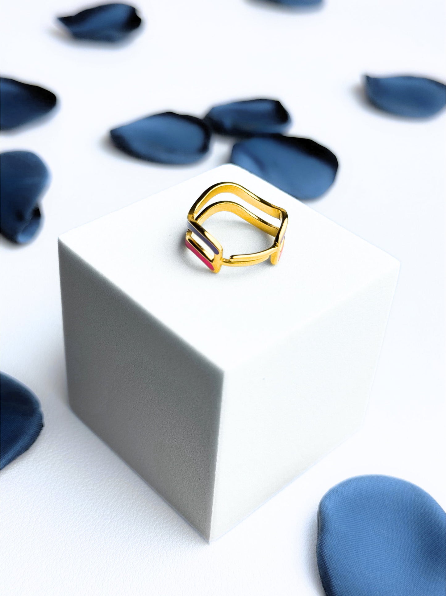 Colorful Gold Steel Adjustable Ring