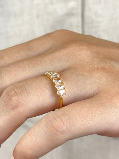 Zirconia Gold Steel Ring