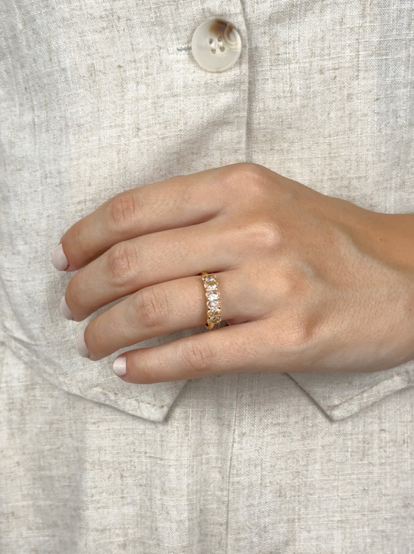 Zirconia Gold Steel Ring