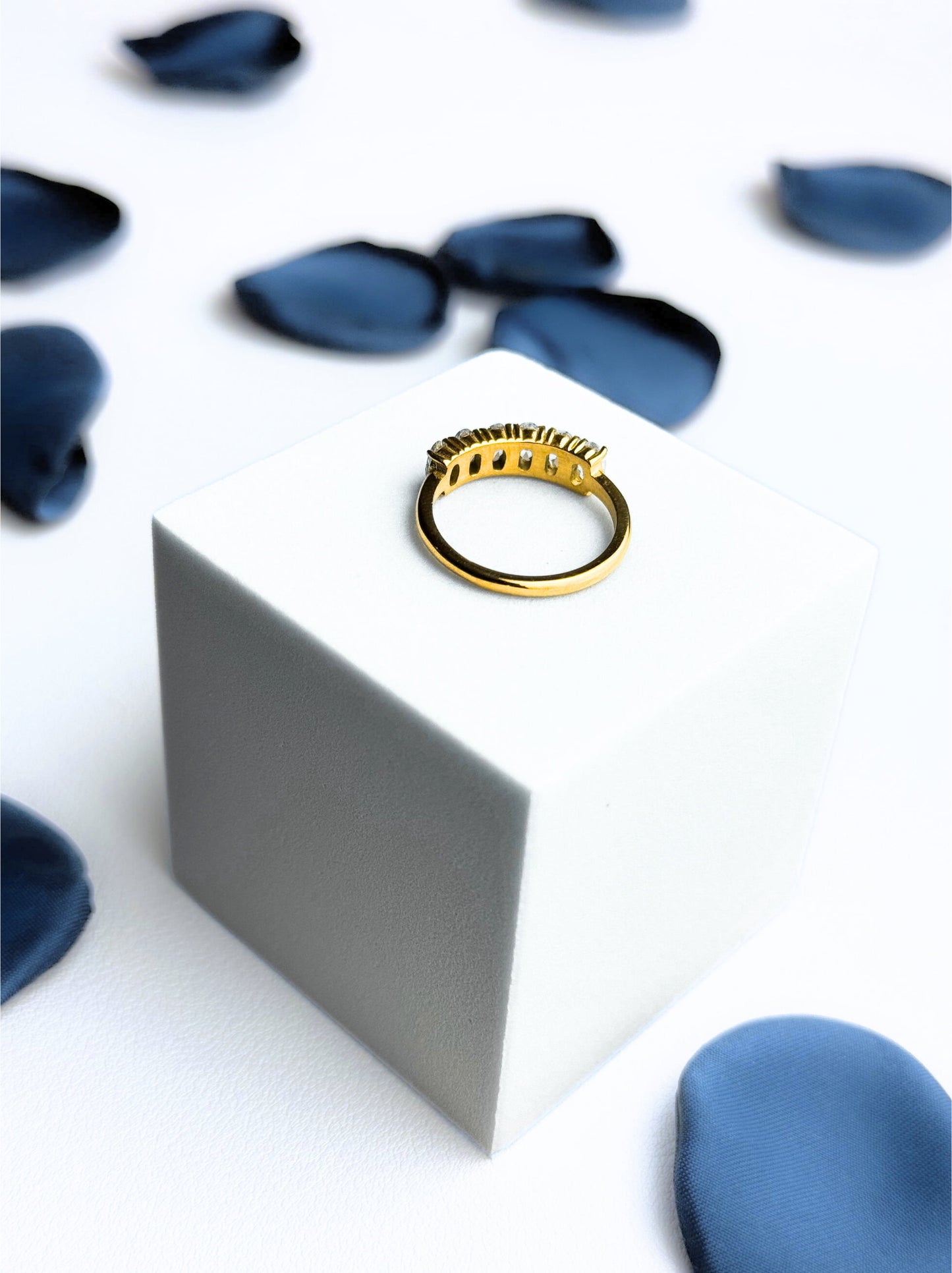 Zirconia Gold Steel Ring