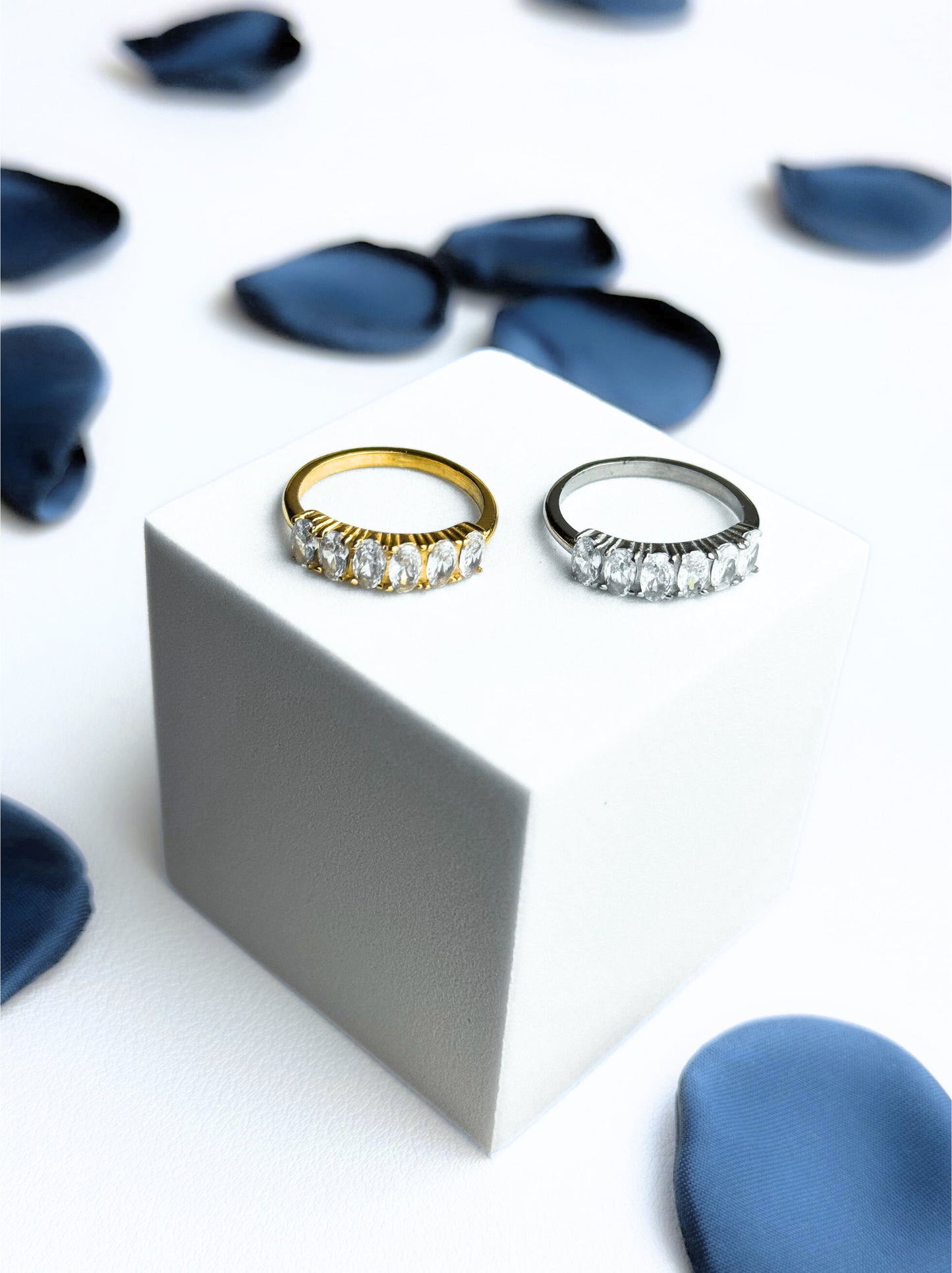 Zirconia Gold Steel Ring