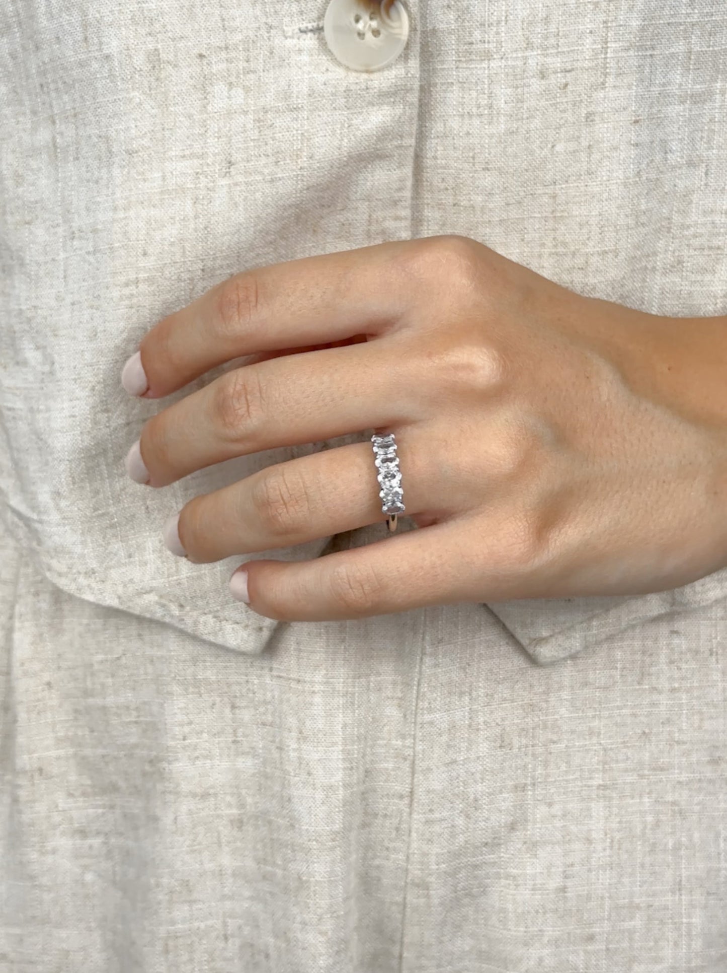 Zirconia Silver Steel Ring