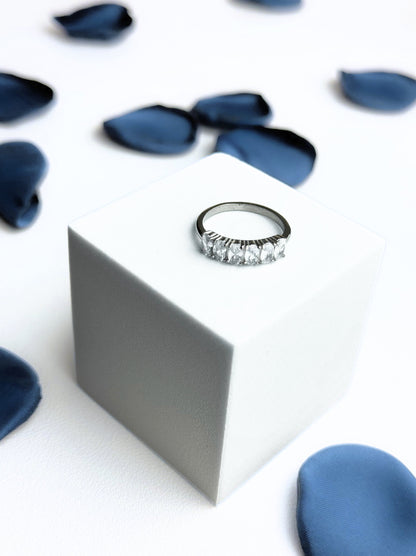 Zirconia Silver Steel Ring