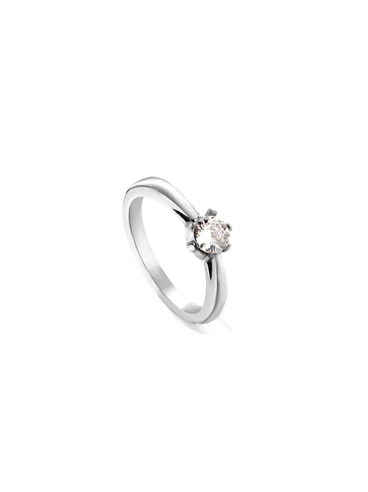 Zirconia Silver Steel Ring