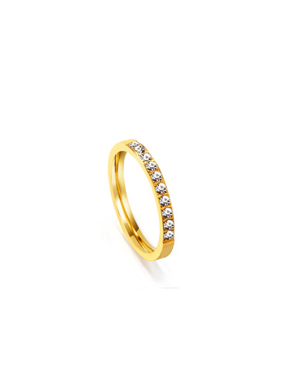 Zirconia Gold Steel Ring