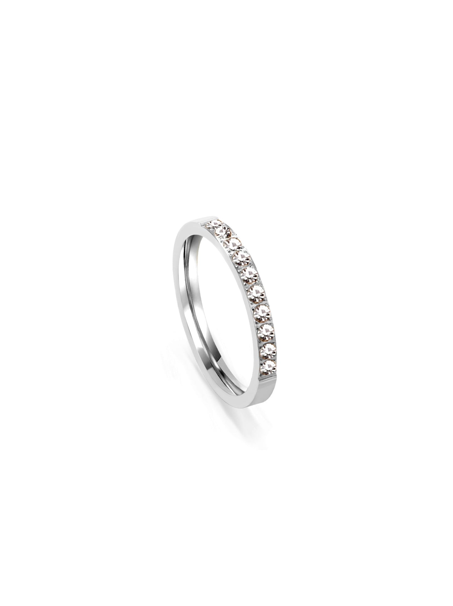 Zirconia Silver Steel Ring