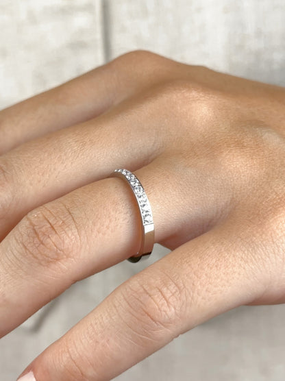 Zirconia Silver Steel Ring