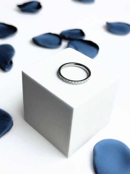 Zirconia Silver Steel Ring