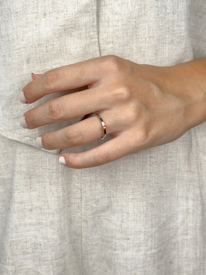 Silver steel ring with crystal