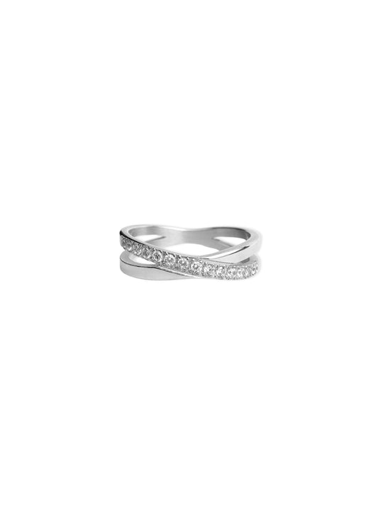 Silver steel ring with zirconia