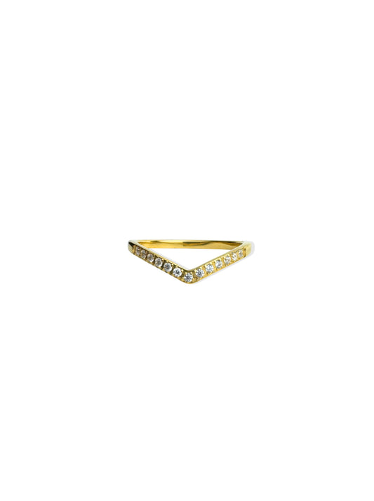 Golden steel ring with zirconia