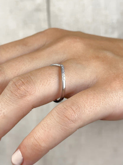 Silver steel ring with zirconia