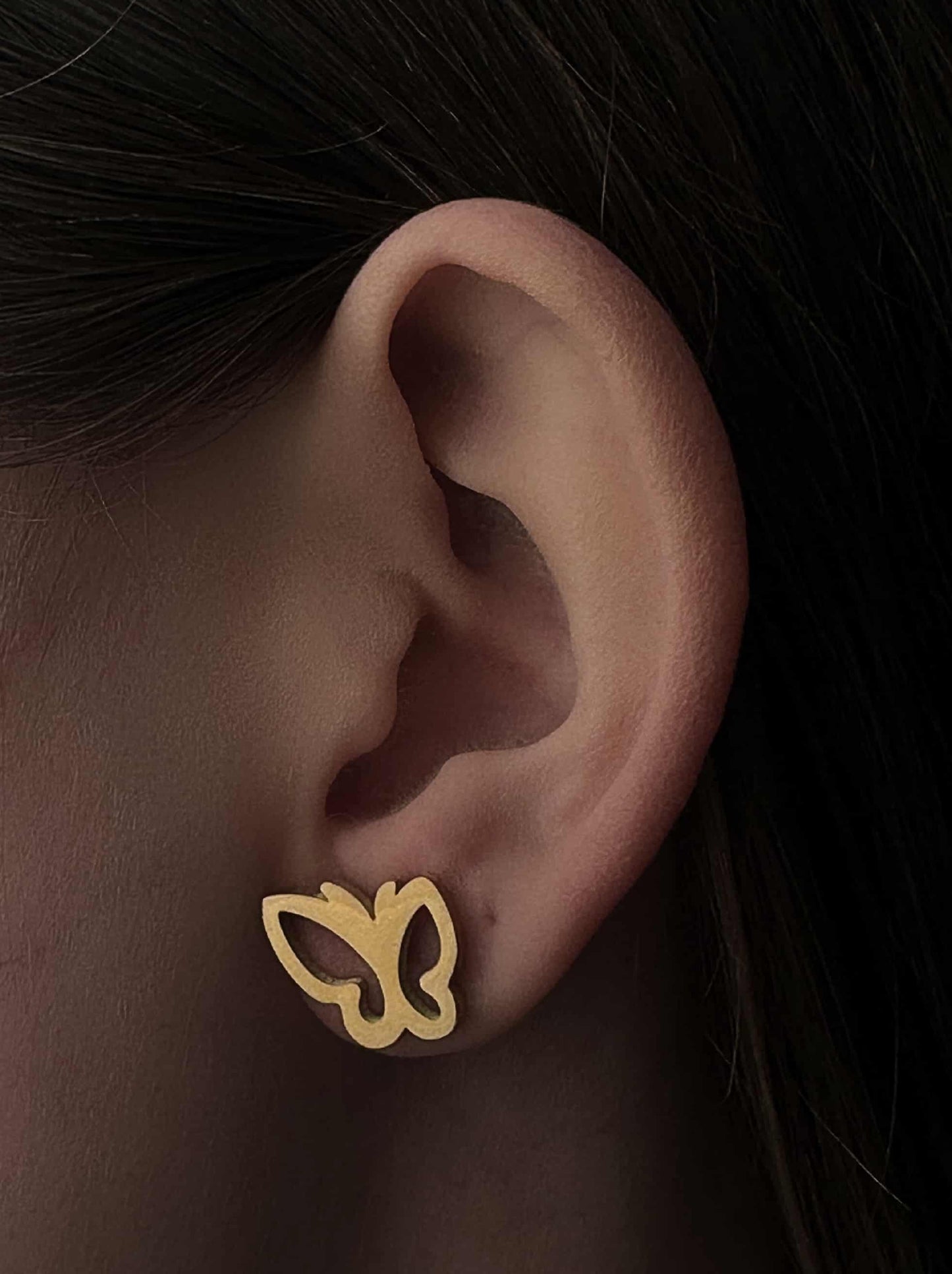 Butterfly gold steel earrings