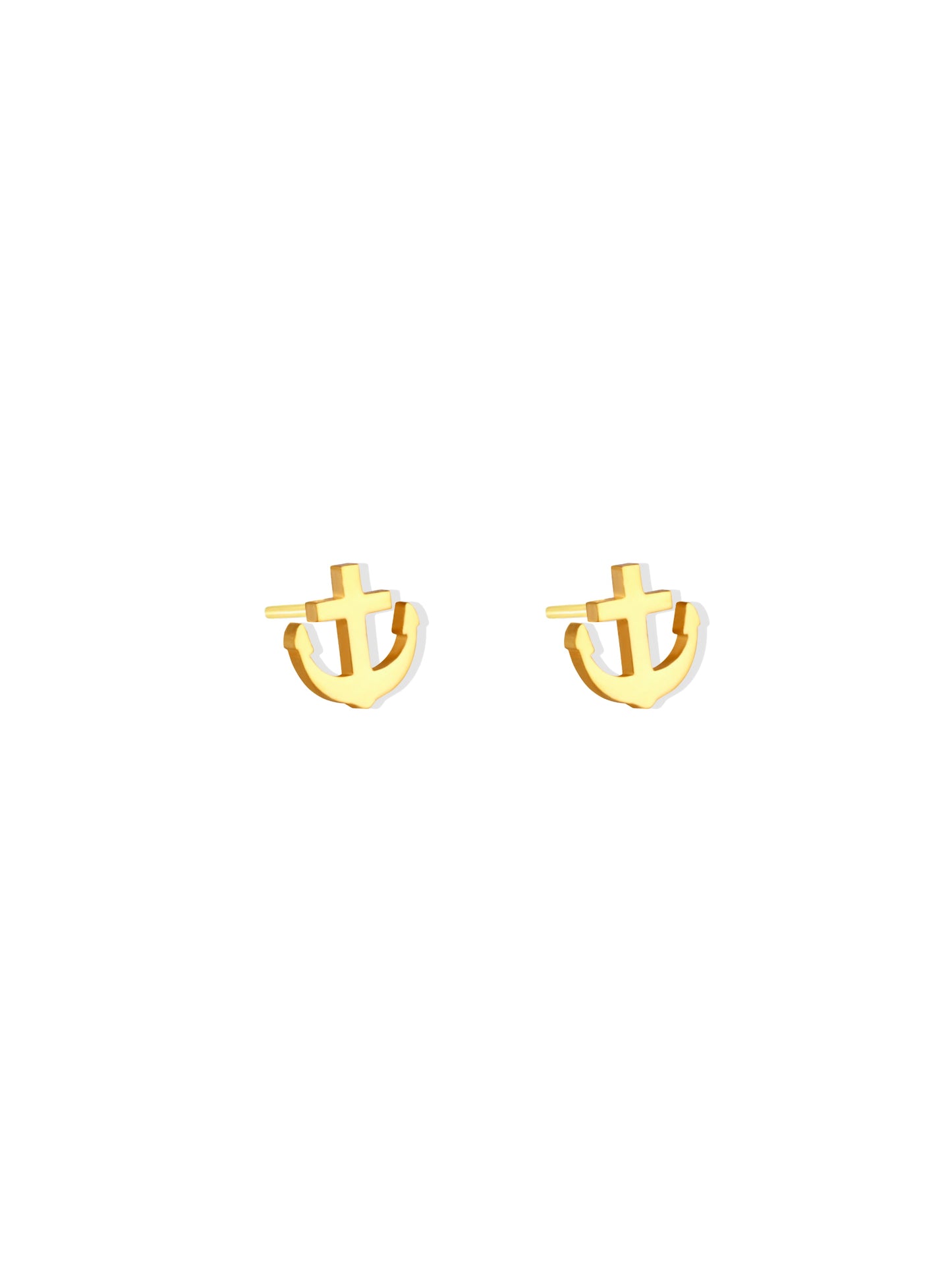 Anchor gold steel earrings