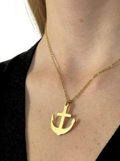 Anchor Golden Steel Necklace