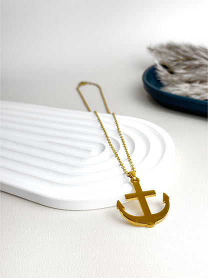 Anchor Golden Steel Necklace