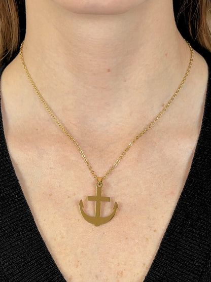 Anchor Golden Steel Necklace