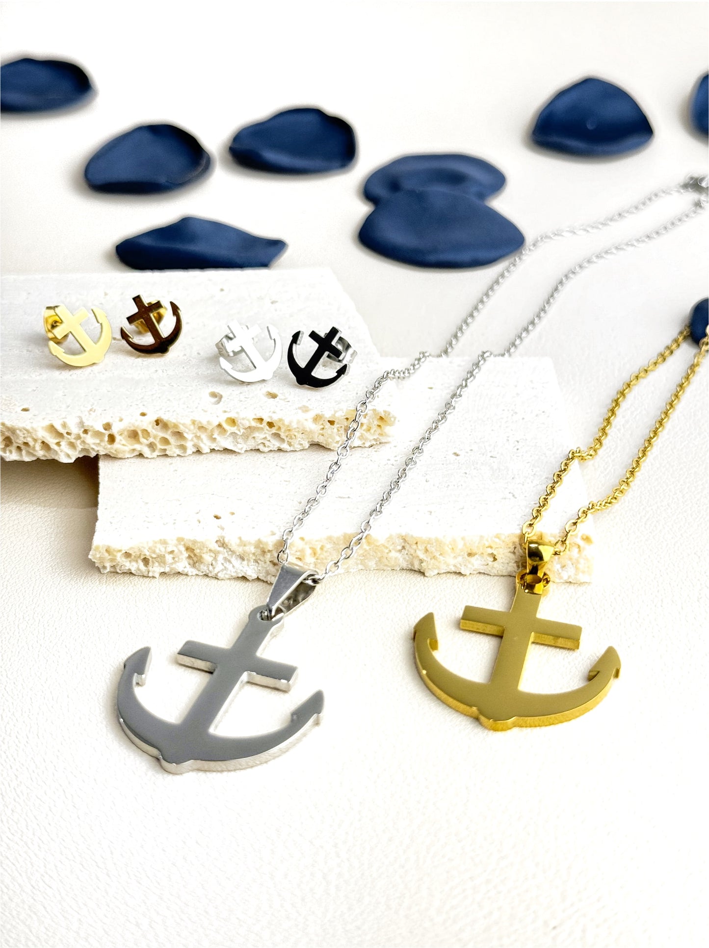 Anchor Golden Steel Necklace