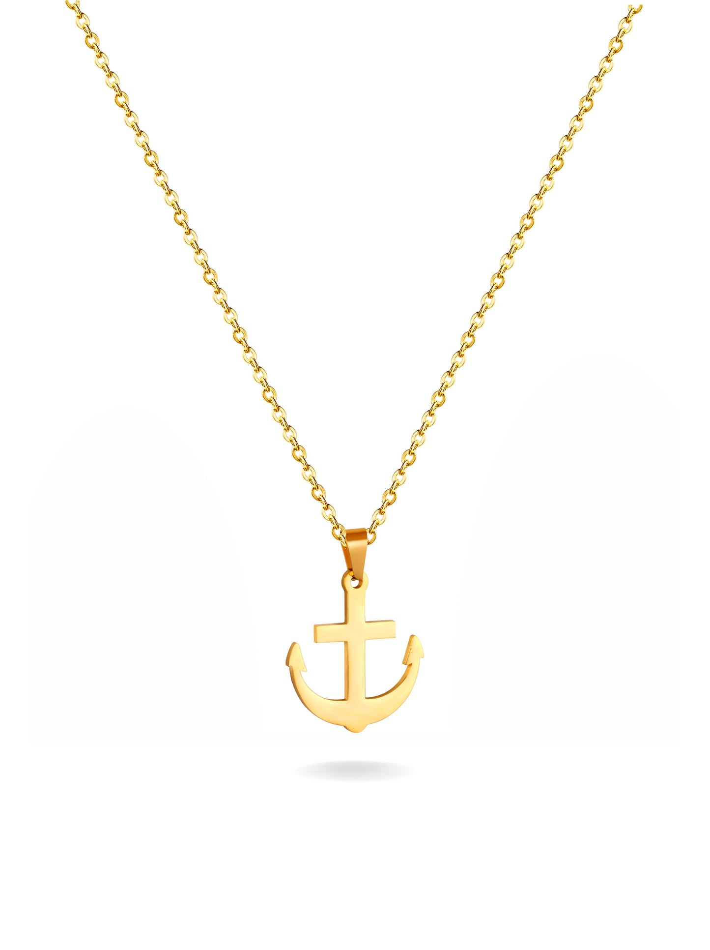 Anchor Golden Steel Necklace