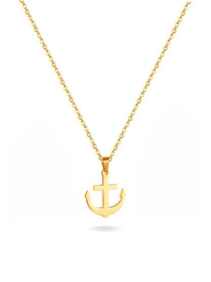 Anchor Golden Steel Necklace