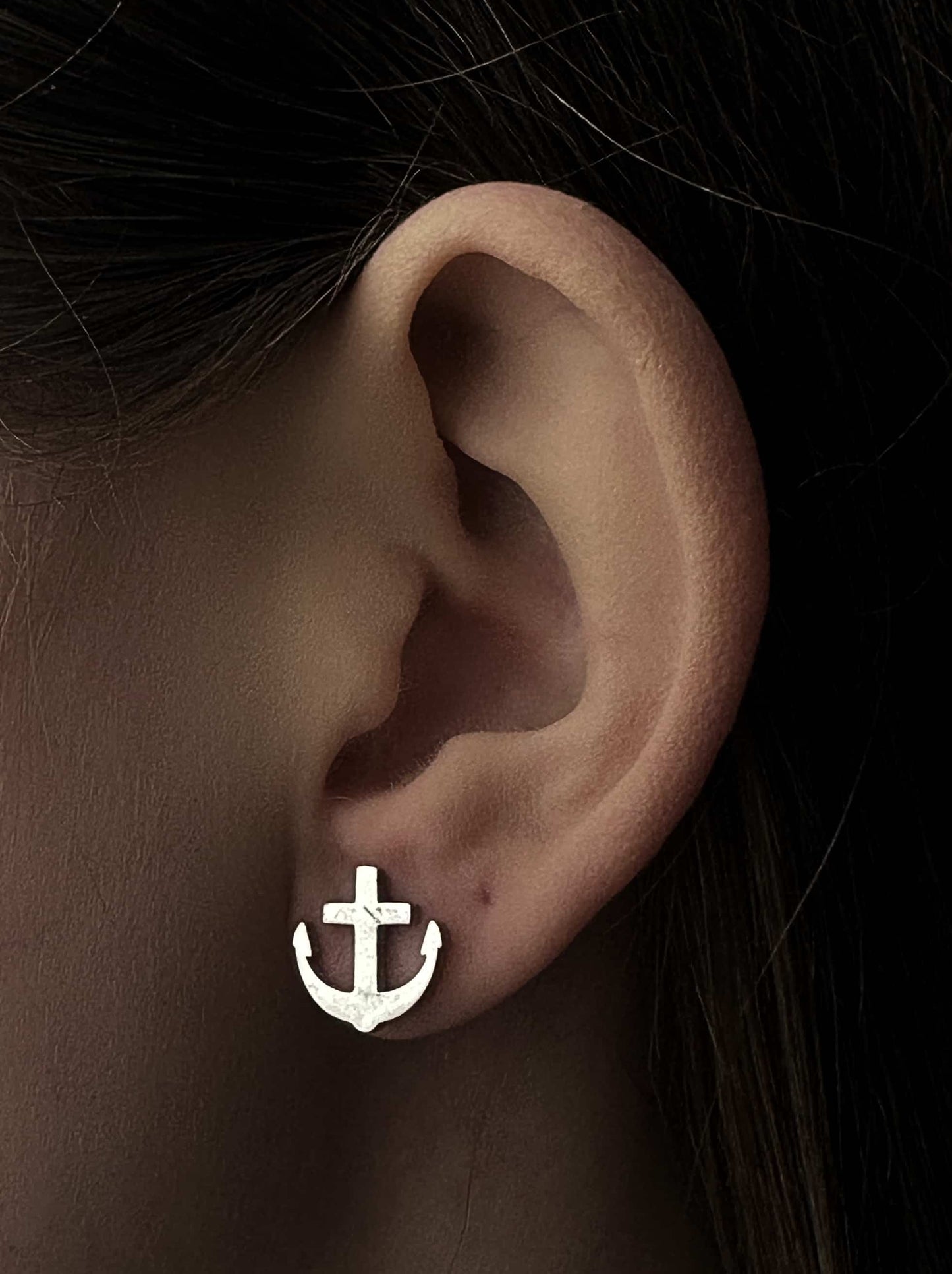 Anchor silver steel earrings