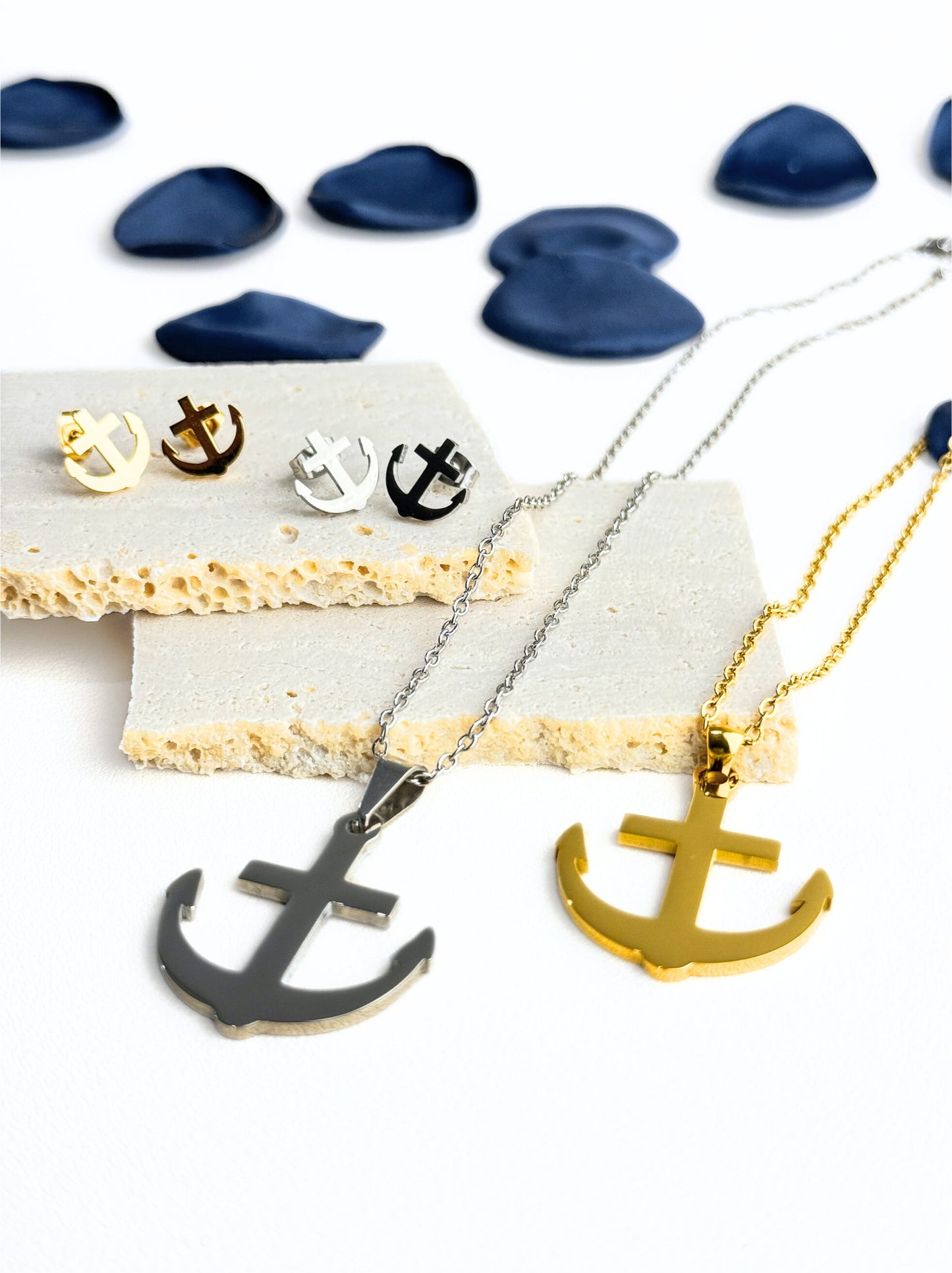 Anchor silver steel earrings