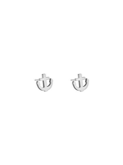 Anchor silver steel earrings