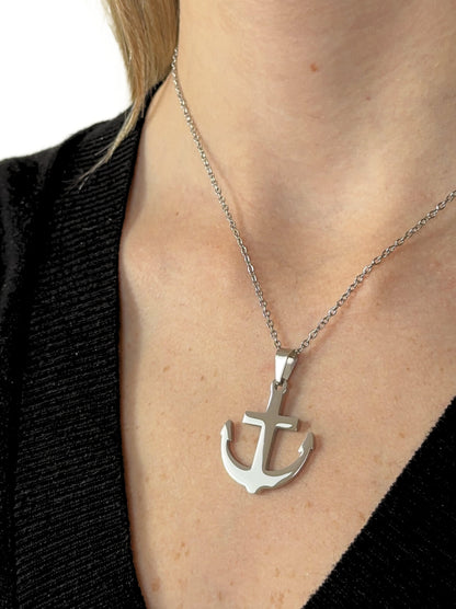 Anchor Silver Steel Necklace