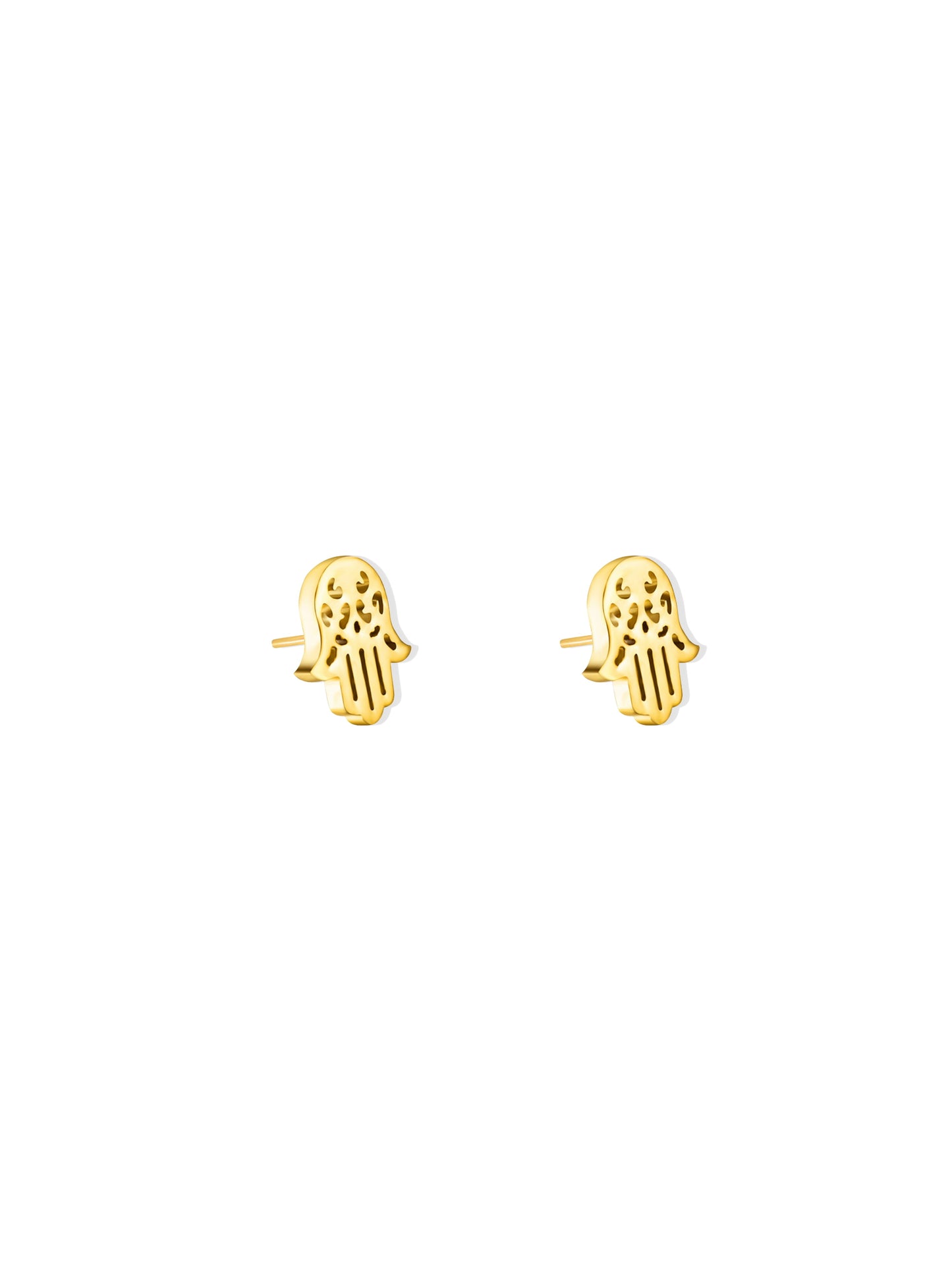 Hand of Fatima golden steel earrings