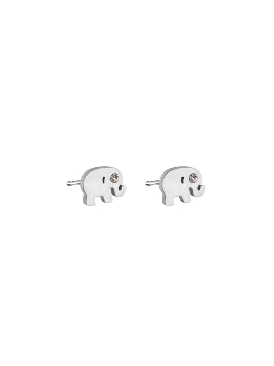 Boucles d'oreilles éléphant en acier argenté avec cristal