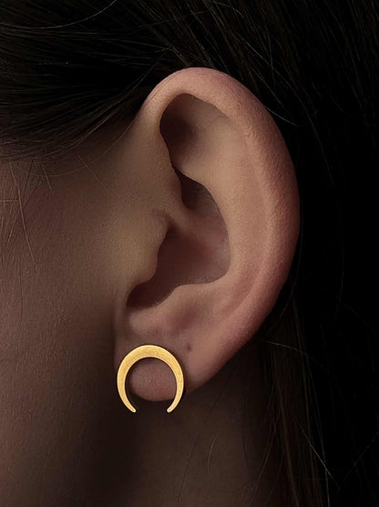 Boucles d'oreilles lune en acier doré