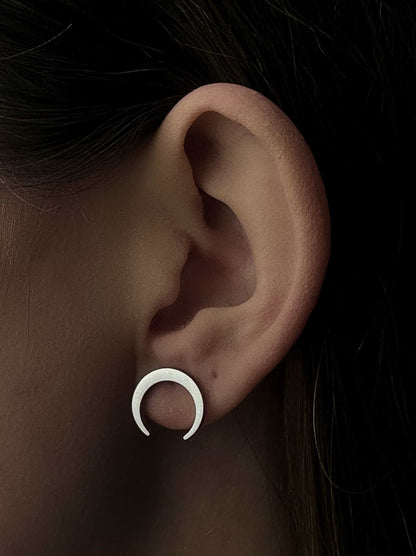 Boucles d'oreilles lune en acier argenté