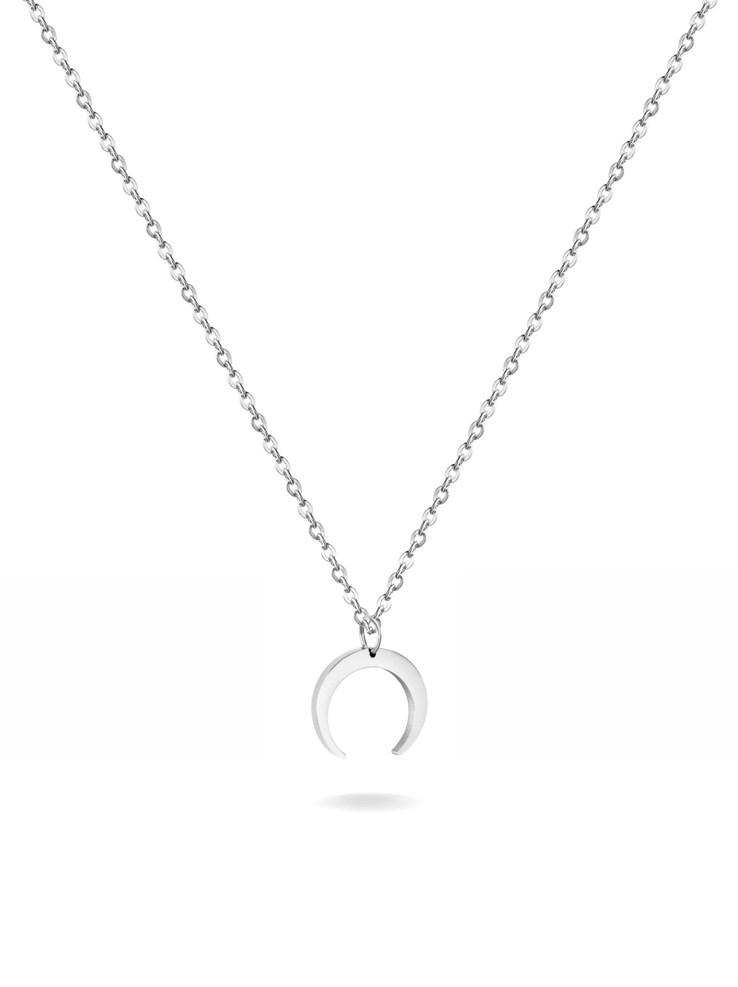 Collier acier argenté lune