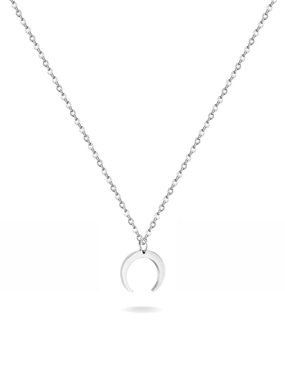 Collier acier argenté lune