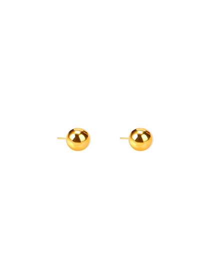 Golden steel sphere earrings