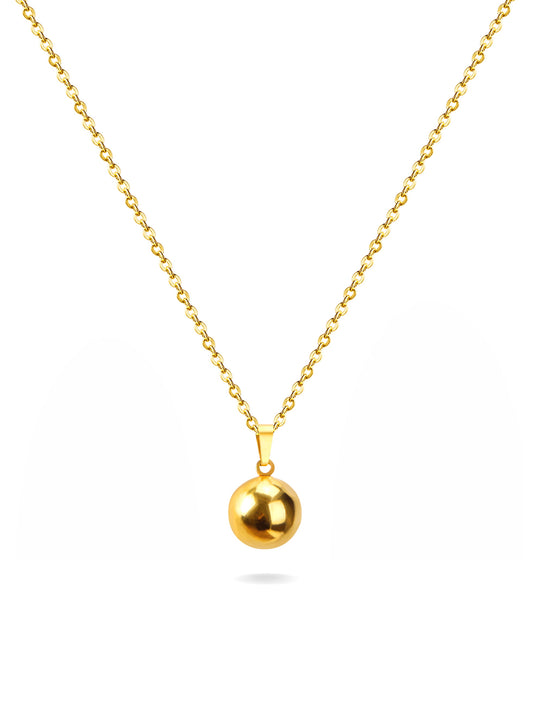 Golden steel necklace with sphere